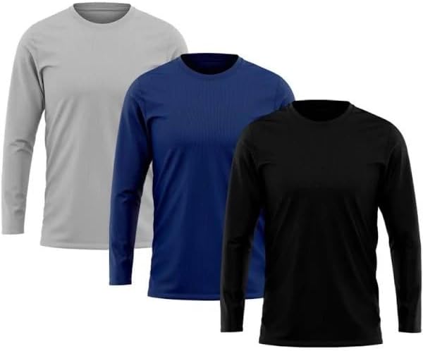 Kit 3 Camisetas Térmicas Proteção UV Manga Longa Masculina Poliéster