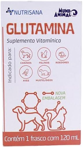 Mundo Animal Suplemento Alimentar Nutrisana Glutamina – 120mL, vermelho