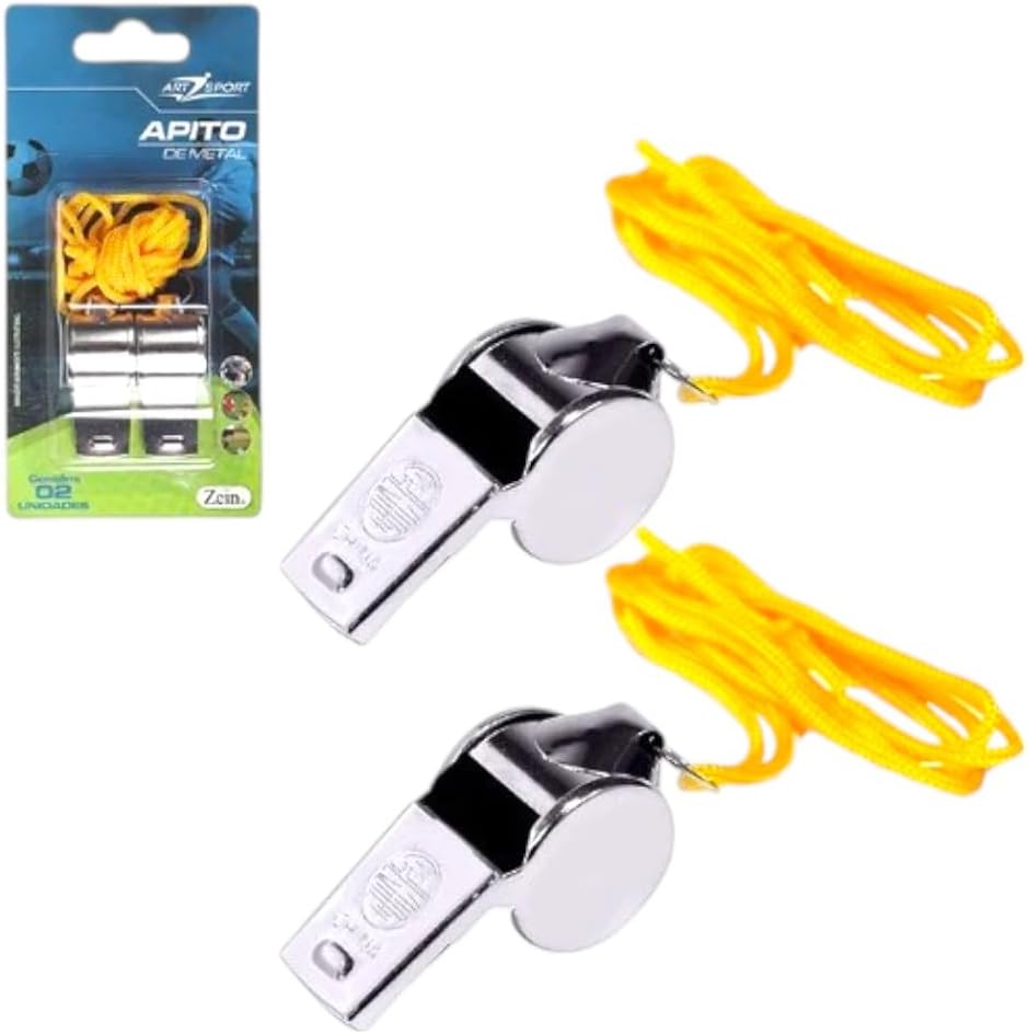 Apito De Metal Profissional Com Cordão Pack 2 Unidades ART SPORT
