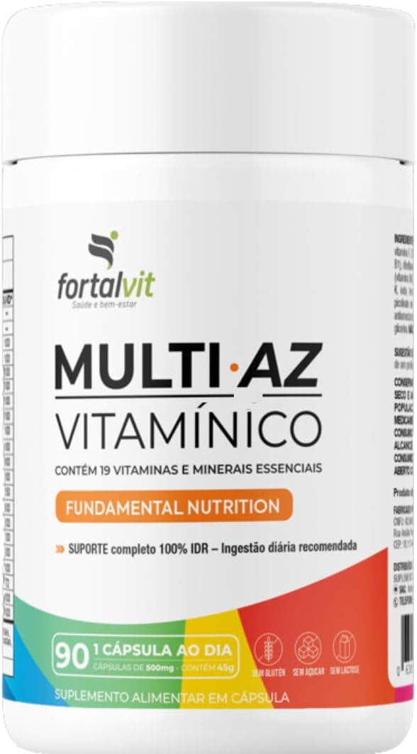 Multi.AZ Fundamental Nutrition – Longa Duração: 3 Meses de Uso, 19 Vitaminas e Minerais Essenciais, Multivitamínico 90 Cápsulas – Polivitaminico Completo, Fortalvit
