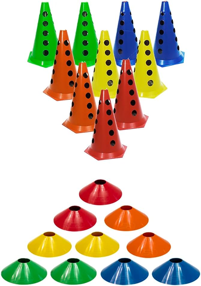 10 Pratos P/Circuito Agilidade + 10 Cones Furados Funcional