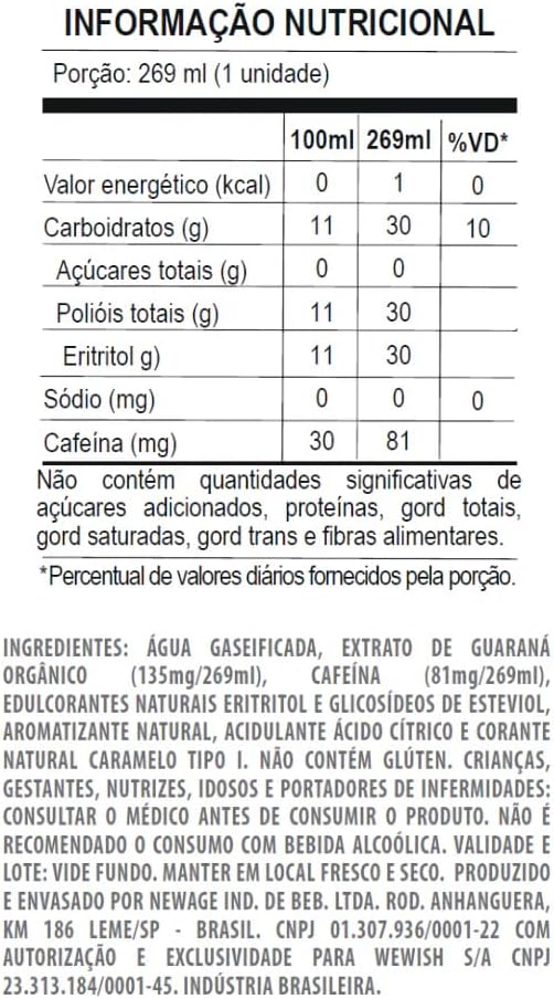 Wewi Energy Zero 269 Ml Pacote Com 6 Unidades