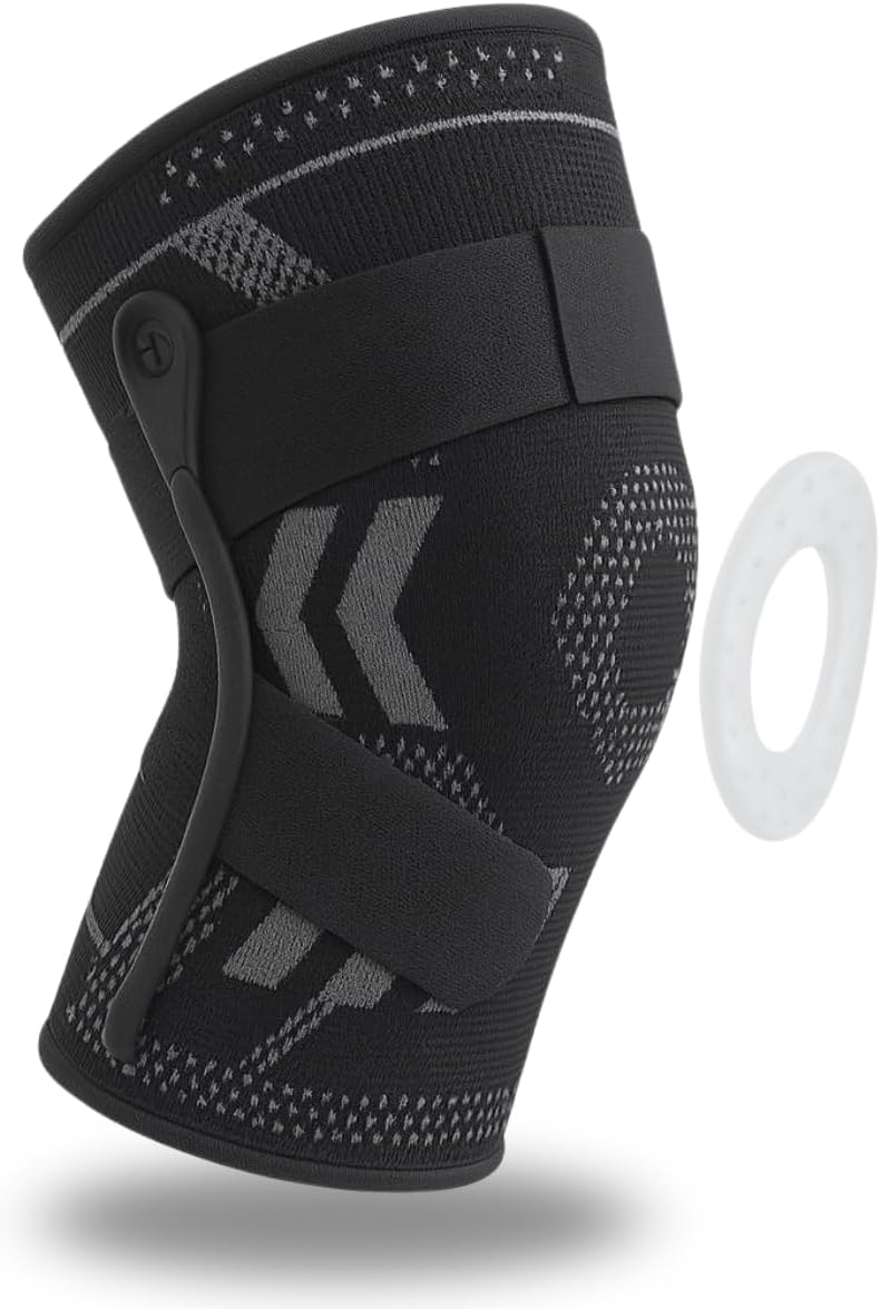 Joelheira 3D Silicone de compressão articulada | Modelo PREMIUM com hastes flexíveis e ajustáveis |DEPARTAMENT STORE (PRETA, GG)