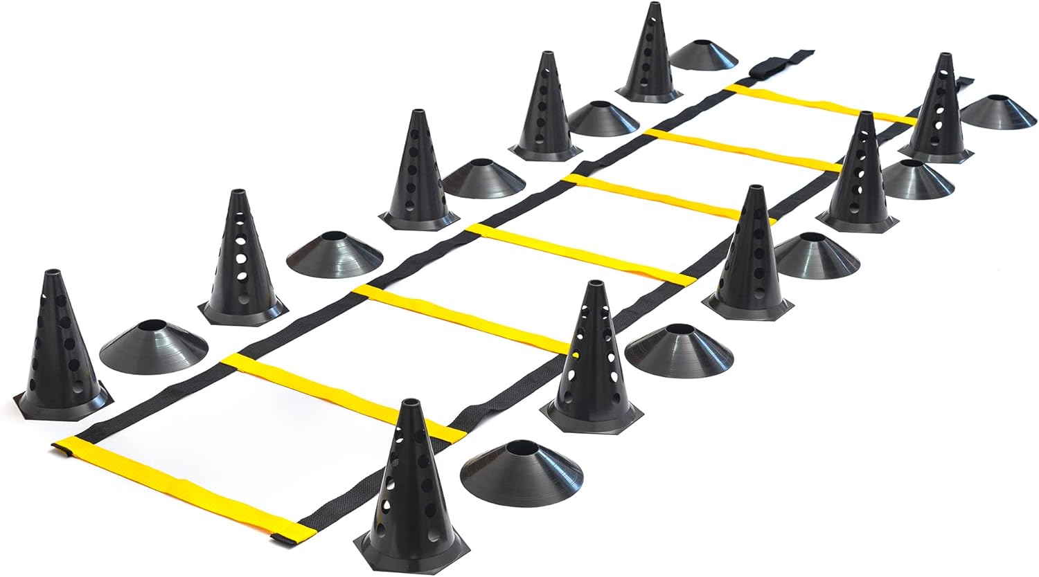 Kit Funcional 1 Escada 10 Cones Furados 10 Chapeus Pretos