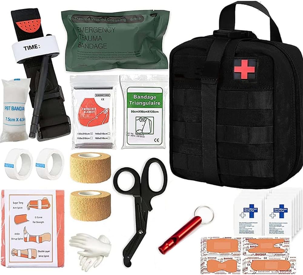 Kit de primeiros socorros de sobrevivência IFAK EMT Molle com kit de torniquete, kits de emergência ao ar livre bolsa de trauma para acampamento, barco, caça, caminhadas, casa, carro e aventuras