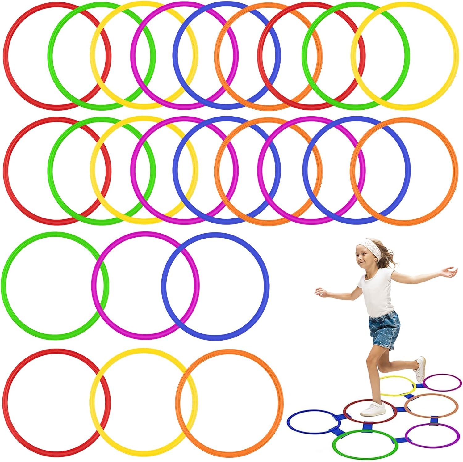 Pacote de 24/30/48/96 Anéis de agilidade de 38 cm Speed Training Hopscotch Rings Círculo Plástico Argolas de Agilidade Barreiras para Atleta Exercício Futebol Futebol Ginástica Jogos Prática Footwork