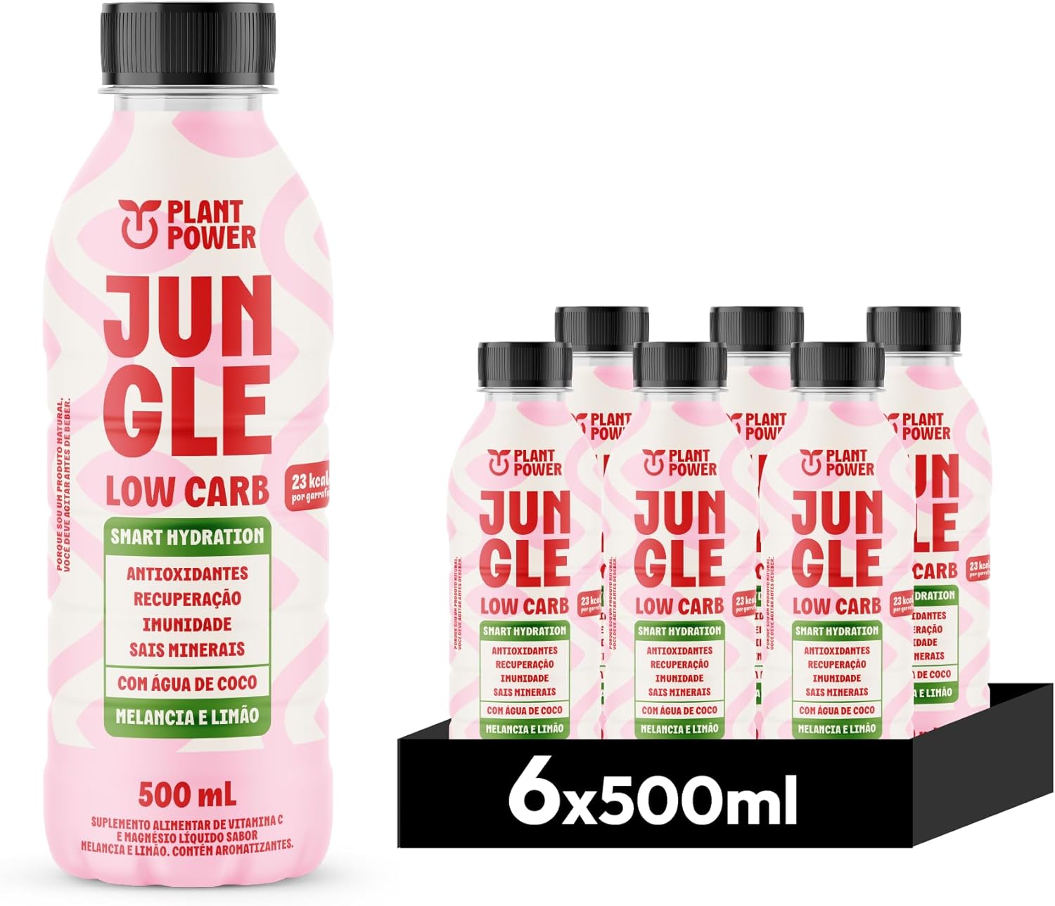 Jungle Endurane Melancia e Limão,Bebida Funcional, 500ml – 6 unidades