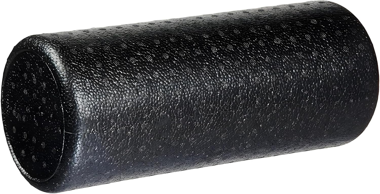 JustGoFit Rolo De Massagem Miofascial Preto 30cm – Alta Densidade Para Alívio Muscular E Exercícios De Reabilitação