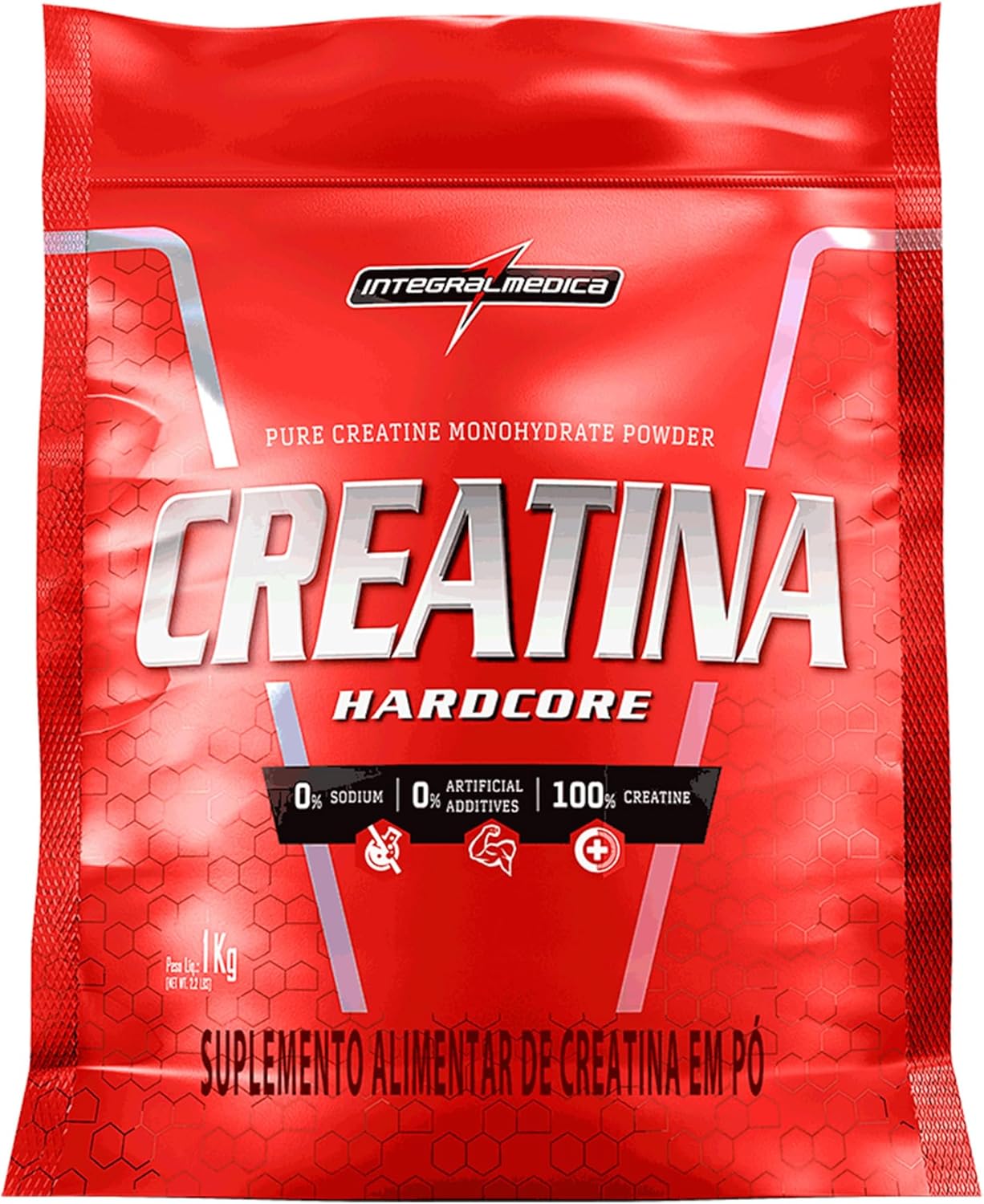 Integralmedica Creatina Hardcore – Pura Creatina Monohidratada em Pó – Suplemento para Ganho de Massa Muscular, Força e Resistência – Pouch 1kg