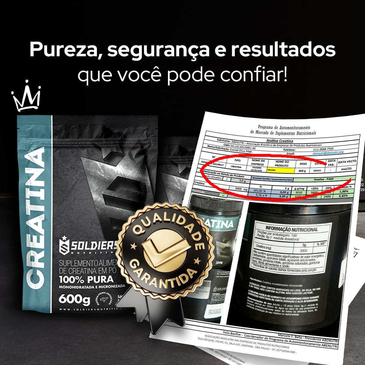 Creatina Monohidratada 600g – 100% Pura Importada – Soldiers Nutrition