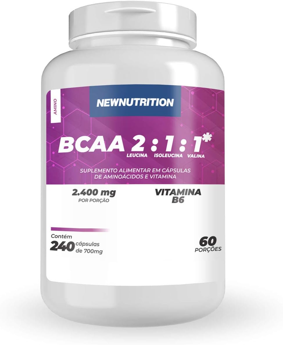 BCAA 2: 1: 1 2400mg – 240 Cápsulas – NewNutrition, Newnutrition, 240
