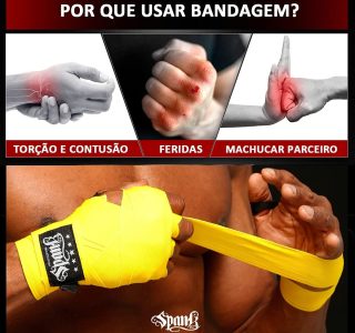 SPANK Bandagem Atadura Elástica Muay Thai Boxe 5 metros – Faixa Boxe – Muathai – Kickboxing – Karate – MMA – Artes Marciais – Profissonal – Proteção Mãos e Punhos – Treino Unissex