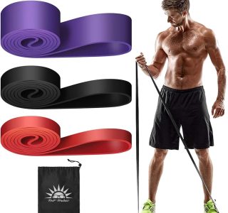 Kit 3 Super Band Elástico Borracha Crossfit Extra Forte Faixas de Resistência (Vermelho+Preto+Roxo)
