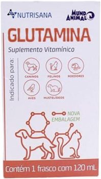 Mundo Animal Suplemento Alimentar Nutrisana Glutamina – 120mL, vermelho