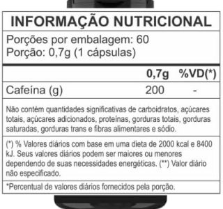Cafeina 200mg 60 capsulas Muwiz