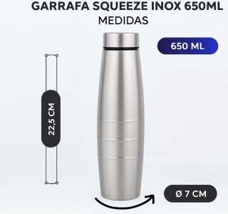 Garrafa Squeeze De Inox Design Moderno 650ml Ideal Para Academia Esportes E Trabalho