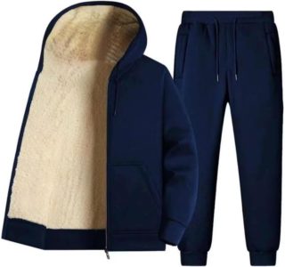 Agasalho moletom peluciado jaqueta com calça roupa térmica unissex