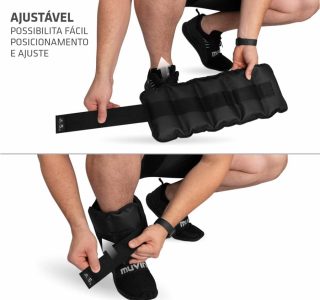 Caneleira de Peso 5kg Muvin – Tornozeleira – Ajustável – Academia – Treino – Exercício – Fitness – Musculação – Fortalecimento e Tonificação dos Membros Inferiores – Resistente – Par