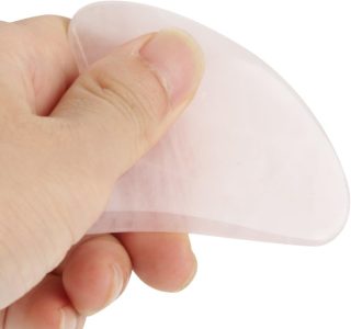 Rolo de Massagem de Quartzo Rosa – Cabeça Dupla Natural, Pedra de Jade, Placa de Raspagem, Kit de Ferramentas Faciais para Massagem Acupoint