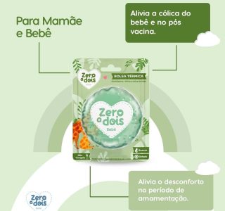 Zero a dois, Bolsa Térmica para Bebê, Alivia a cólica, Com blister, Verde