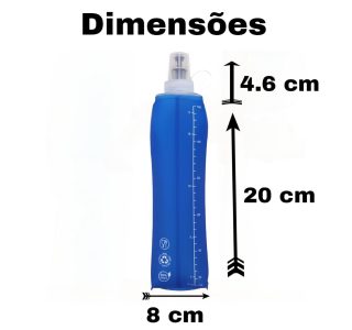 Garrafa Dobrável Soft Flash 500ml Squeeze Bico Anti Vazamento Corrida Bike Ciclismo Hidratação Reutilizável Livre de Bpa Tampa de Proteção Contra Sujeiras Todos Os Esportes (Azul)