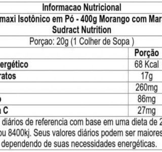 Sudract Hydramaxi Isotônico Em Pó – 400G Refil Morango Com Maracujá – Nutrition