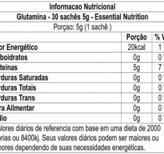 Glutamina – 30 Sachês 5G – Essential Nutrition, Essential Nutrition