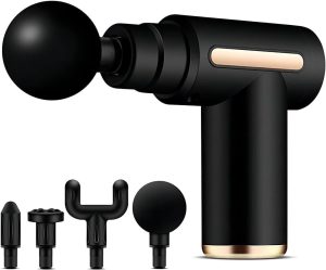Massageador Elétrico Pistola Muscular Profissional Recarregável 4 Ponteiras Massagem Relaxante Alívio Dores Pós-Treino Miofascial Fitness Corpo Inteiro Esportivo Portátil Silencioso Premium