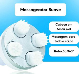 Massageador Elétrico de Couro Cabeludo com Quatro Silicone Macio Inteligente Alívio da Dor Liberação Miofascial – Relaxante, Recarregável e Terapêutico