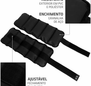 Caneleira de Peso 5kg Muvin – Tornozeleira – Ajustável – Academia – Treino – Exercício – Fitness – Musculação – Fortalecimento e Tonificação dos Membros Inferiores – Resistente – Par