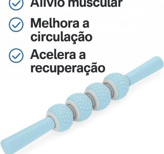 Bastão de Massagem Corporal com 4 Esferas, Liberação Miofascial, Relaxamento Muscular, Alívio de Dores (azul)