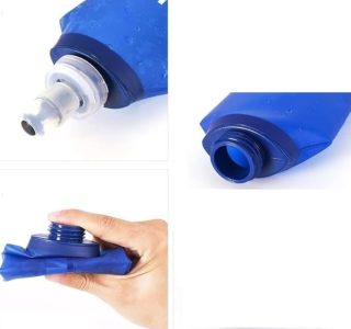 Garrafa Dobrável de Silicone, 500ml, Squeeze Portátil com Bico Antivazamento para Esportes (cores Azul ou Preto)