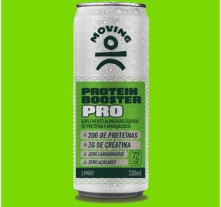 Moving Pro Protein Booster, Bebida com 20g Proteína e 3g Creatina, Sabor Limão, Zero Açúcar, 310ml, Pack com 6 Unidades