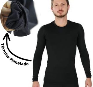 Blusa Termica Masculina Inverno Segunda Pele Forrada Flanelada Manga Longa Preto