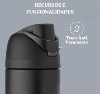 Garrafa Térmica de Água 710ml com Tampa 2 em 1 – Antivazamento, Parede Dupla, Com Alça e Tampa com Trava (Verde Água)