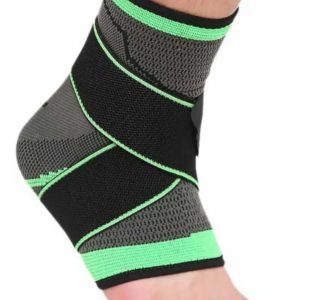 Tornozeleira Compressão Estabilizadora Ortopédica Elástica Ajustável (Preto e Verde)