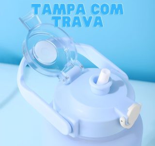 Kit 3 Garrafa de Água Motivacional Garrafa Squeeze 2 Litros Com Canudo, Alça e Tampa Antivazamento (Preto)