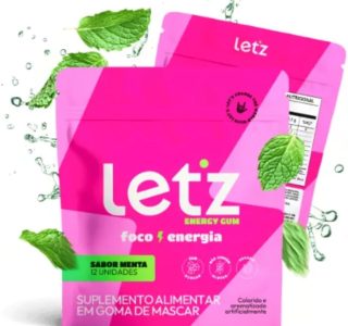 Chiclete Energético Letz Gum Cafeína Taurina – 4 unidades