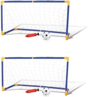 Kit 2 Traves e Bola Infantil Chute a Gol com Rede Bomba Brinquedo Golzinho Futebol DM Toys DMT5075