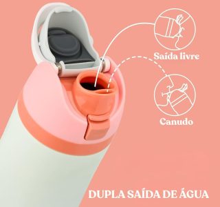 Garrafa Térmica de Água 710ml com Tampa 2 em 1 – Antivazamento, Parede Dupla, Com Alça e Tampa com Trava (Verde Água)