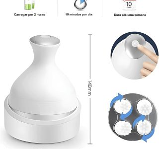 Massageador Elétrico de Couro Cabeludo com Quatro Silicone Macio Inteligente Alívio da Dor Liberação Miofascial – Relaxante, Recarregável e Terapêutico
