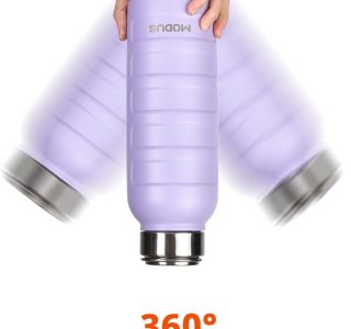 Garrafa de Água Térmica em Aço Inoxidável 1 Litro com Sistema Antivazamento e Alça em Inox (Roxo)