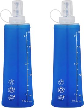 2x Garrafa Dobrável Silicone Squeeze Soft Flash 250ml Com Tampa De Proteção Corrida Bike Ciclismo Hidratção Reutilizável Livre de Bpa Para Todos Os Esportes Federal’s Store (Azul)