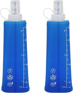 2x Garrafa Dobrável Silicone Squeeze Soft Flash 250ml Com Tampa De Proteção Corrida Bike Ciclismo Hidratção Reutilizável Livre de Bpa Para Todos Os Esportes Federal’s Store (Azul)