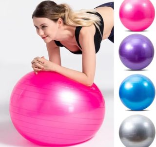 Bola De Pilates e Yoga Com Bomba De Ar 65cm Antiderrapante Para Exercícios e Alongamentos Fortalecimento Fisioterapia Flexibilidade Fitness Ginástica