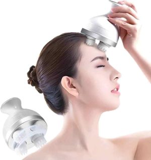 Massageador Elétrico de Couro Cabeludo com Quatro Silicone Macio Inteligente Alívio da Dor Liberação Miofascial – Relaxante, Recarregável e Terapêutico