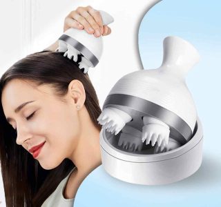 Massageador Elétrico de Couro Cabeludo com Quatro Silicone Macio Inteligente Alívio da Dor Liberação Miofascial – Relaxante, Recarregável e Terapêutico