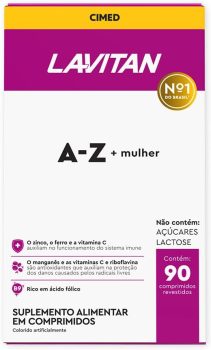 Multivitamínico Lavitan AZ Para Mulher Com 90 Comprimidos