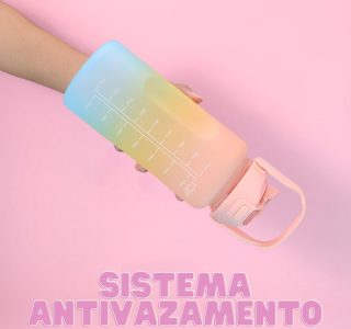 Kit 3 Garrafa de Água Motivacional Garrafa Squeeze 2 Litros Com Canudo, Alça e Tampa Antivazamento (Preto)