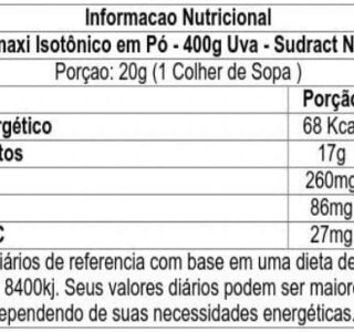 Sudract Hydramaxi Isotônico Em Pó – 400G Refil Uva – Nutrition